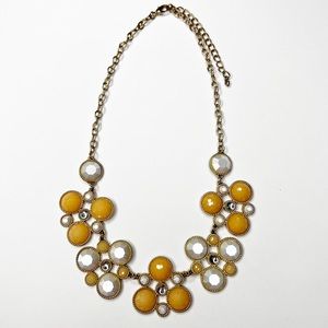 Vintage Gold Tone Peach & Pearlescent Bubble Crystal Bib Necklace